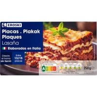 Placas precocidas para lasaña EROSKI, caja 250 g