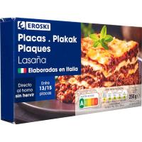 Placas precocidas para lasaña EROSKI, caja 250 g