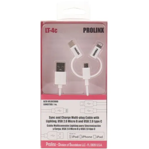Cable Lightning USB 2.0 Micro B a USB 2.0 tipo C, LT-4C PROLINX