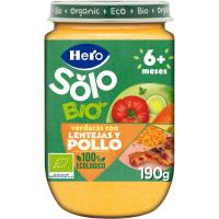 Tarrito ecológico de verduritas-arroz-pollo HERO, tarro 190 g