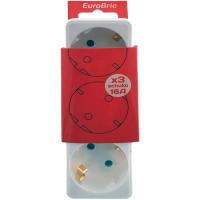 Adaptador triple Schuko frontal  16A Blanco EUROBRIC, 1 ud