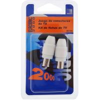 Kit conectores TV macho+hembra blanco, EUROBRIC, 2 ud