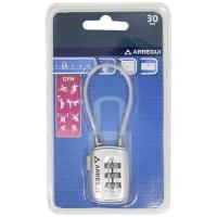 Candado Gym gris, combinación 3 discos, arco flexible ARREGUI, 30 mm