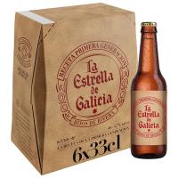Cerveza Pilsen ESTRELLA GALICIA, pack botellín 6x33 cl