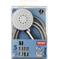 Kit mango 5 funciones Calma + Soporte + Flexo 1,5m ABS cromado TATAY