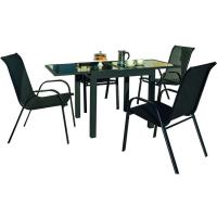 Mesa Inca extensible, aluminio con cristal, 80/160x80x75 cm, 1 ud