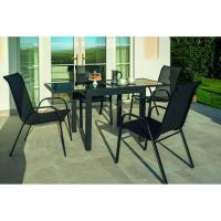 Mesa Inca extensible, aluminio con cristal, 80/160x80x75 cm, 1 ud