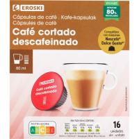 Café cortado descafeinado comp. Dolce Gusto EROSKI, caja 16 uds