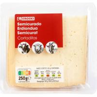 Queso cortado mezcla semicurado EROSKI, cuña 250 g