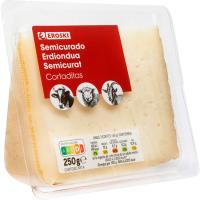 Queso cortado mezcla semicurado EROSKI, cuña 250 g