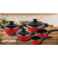 Batería de cocina de acero esmaltado Praga, apto para todo tipo de cocinas, MAGEFESA, 5 piezas y 3 tapas.