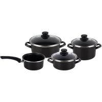 Batería de cocina de acero esmaltado Kenia, apto para todo tipo de cocinas, MAGEFEESA, 4 piezas y 3 tapas