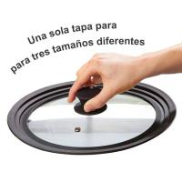 Tapa de vidrio con borde de silicona VITRINOR, apto Ø24cm-Ø26cm-Ø28cm
