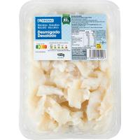 Bacalao desalado desmigado EROSKI, bandeja 450 g