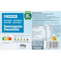 Bacalao desalado desmigado EROSKI, bandeja 450 g