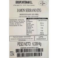 Jamón serrano gran reserva BASURDE, al corte, compra mínima 100 g