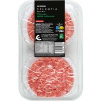Hamburguesa de ternera E. LABEL Eroski SELEQTIA, bandeja 480 g