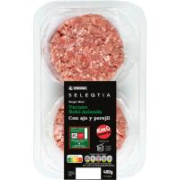 Hamburguesa ternera-ajo E. LABEL SELEQTIA, 4 unid, bandeja 480 g