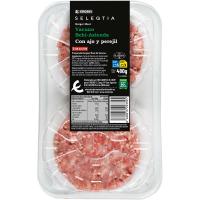 Hamburguesa ternera-ajo E. LABEL SELEQTIA, 4 unid, bandeja 480 g