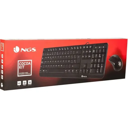 Teclado y ratón negro, con cable, multimedia, Cocoa kit NGS