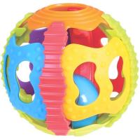 Pelota con sonajero y distintas texturas que estimulan la vista y el tacto PLAYGRO
