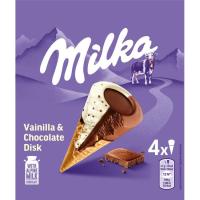 MILKA banilla eta txokolate konoa, 4 ale, kutxa 270 g