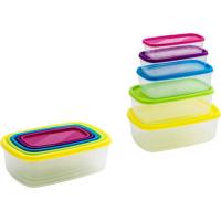 Fiambrera hermética rectangular aplilable, tapas colores LUMINARC, set 5 uds