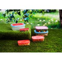 Fiambrera hermética rectangular aplilable, tapas colores LUMINARC, set 5 uds