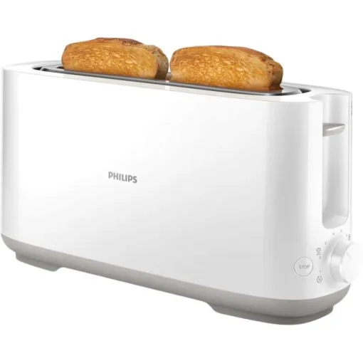 Tostador blanco ranura extralarga, 950W, HD2590/00 Daily PHILIPS