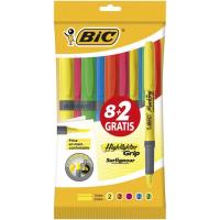 Marcador fluorescente 5 colores, 2uds por color Brite Liner Grip BIC, pack 10uds
