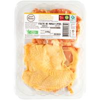 Muslo deshuesado de pollo con piel EROSKI NATUR, bandeja aprox. 450 g