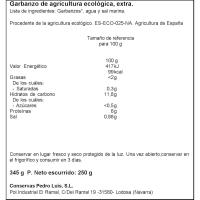 Garbanzo cocido ecológico PEDRO LUIS, frasco 250 g