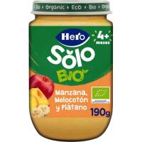 Tarrito ecológico de manzana-melocotón-plátano HERO, tarro 190 g