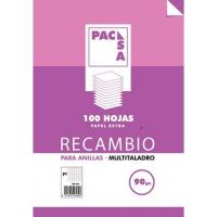 Recambio A4 cuadriculado, 4 taladros PACSA, pack 100 hojas Recambio A4 cuadriculado, 4 taladros PACSA, pack 100 hojas