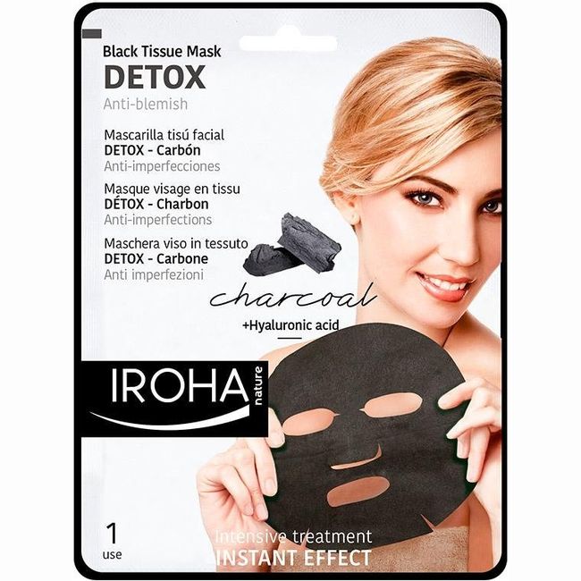 Mascarilla tisú detox de carbón IROHA, pack 1 ud. Mascarilla tisú detox de carbón IROHA, pack 1 ud.