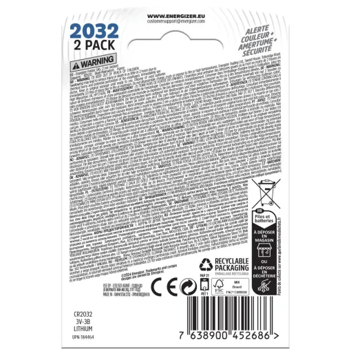 Pila especial botón performance 2032 ENERGIZER, pack 2 uds Pila especial botón performance 2032 ENERGIZER, pack 2 uds