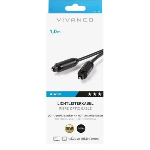 Cable de audio digital Toslink Gold, 46149 VIVANCO, 1 metro
