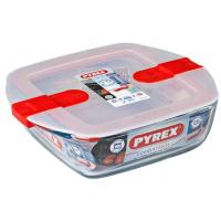 Recipiente cuadrado rojo con tapa Cook&Heat PYREX, 1,1 litros