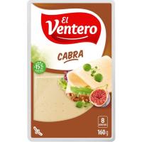 Queso tierno de cabra EL VENTERO, lonchas, bandeja 160 g