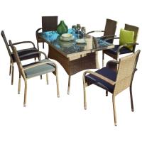 Mesa Bay, imitación ratán, 150x90x75 cm, 1 ud