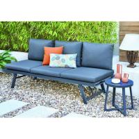 Mesa baja Menorca en aluminio y con cristal, 40x42,3 cm, 1 ud