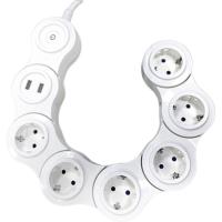 Regleta flexible blanca con interruptor, 6 tomas y 2 USB, 1,5 m OSCA CONNECT, 1 ud