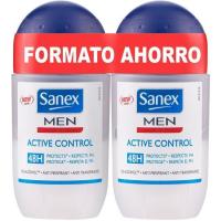 Desodorante para hombre roll on act control SANEX, pack 2x50 ml