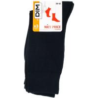 Calcetín hombre, de vestir, color negro, talla 39/42 DIM, 3 pares