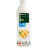Yogur líquido 00% sabor piña EROSKI, botella 1 kg