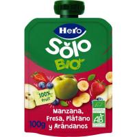 Solo fruta 100% eco de manzana-fresa-plátano HERO, doypack 100 g