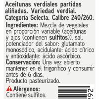 Aceitunas con ajo-especias EROSKI, frasco 500 g