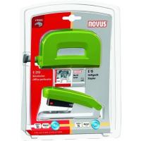 Set grapadora E15 +perforadora E210 verde grapas nº10 1000 grapas incluidas, NOVUS