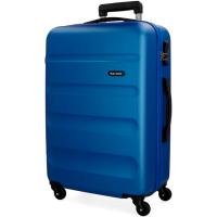 Trolley mediano Flex azul ABS, 4 ruedas, cierre combinación ROLL ROAD, 46x65x23 cm