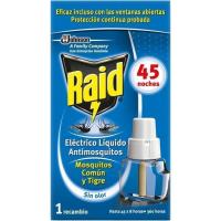 Insecticida eléctrico líquido 45 noches RAID, recambio 1 ud Insecticida eléctrico líquido 45 noches RAID, recambio 1 ud